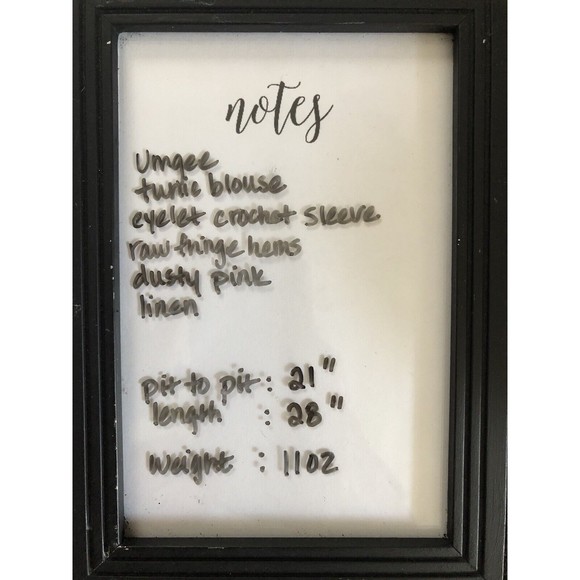 Umgee Top Womens S Eyelet Crochet Sleeve Tunic Blouse Raw Hem Linen Blend Boho - Picture 10 of 10